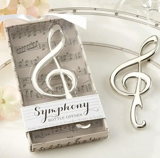 

10pcs/lot "Symphony" Chrome Music Note Bottle Opener Wedding&Party Gift Souvenirs For Guest Delicate Independent Packing