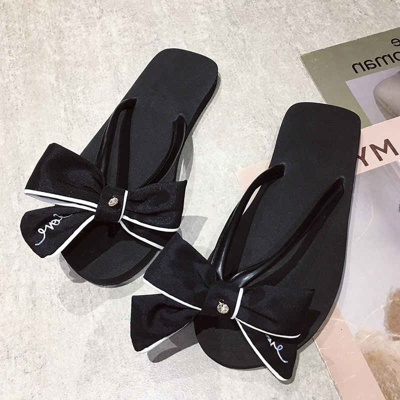 2019 summer casual wild flat bow slippers women's comfortable wear new fashion word shoes women | Обувь