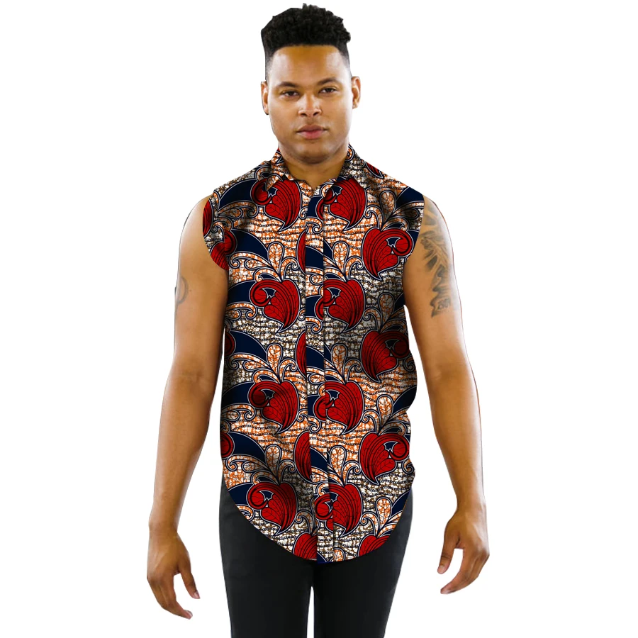 Модные африканские повседневные мужские рубашки с принтом африканская одежда