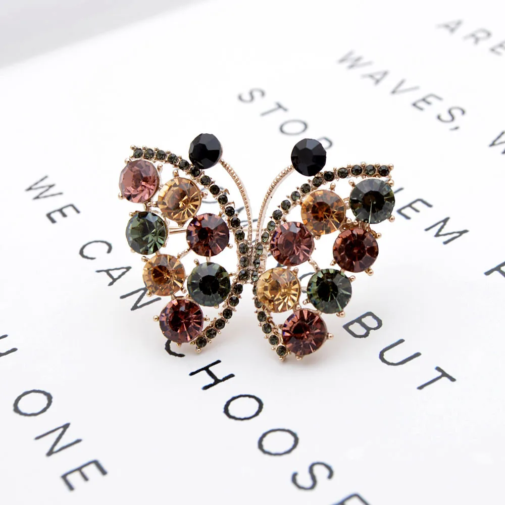 CINDY XIANG New Arrival Rhinestone Butterfly Brooches For Women Elegant Shining Sparking Insect Pin Dress Jewelry Wedding Pins