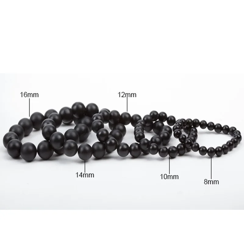 8mm(Bead size) Преимущества для женщин мужчин черный нефрит Bianshi браслет натуральный для здоровья тела из черного нефрита камень игла инструмент массаж - Цвет: 8mm(Bead size)