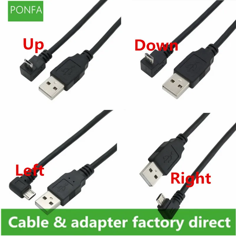 Кабель USB 2 0 папа Micro вверх вниз влево и вправо Угловой кабель для мобильного