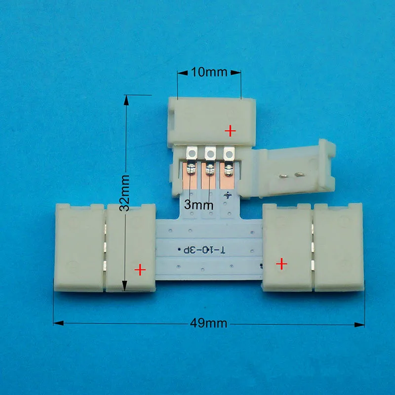 Т образный 3 контактный разъем шириной 10 мм для светодиодной цифровой ленты с