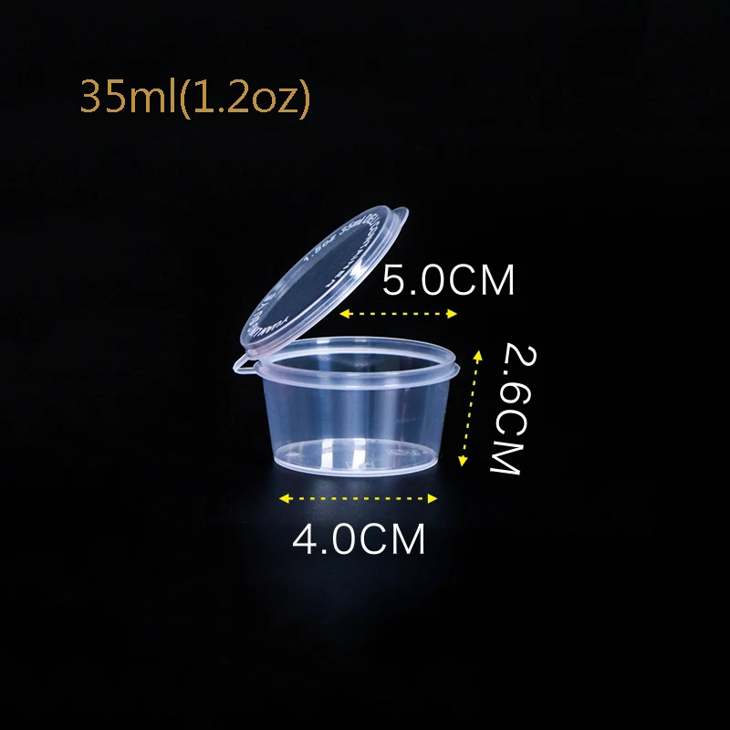 35ML GIEMZA, 20 шт., мини-бокс, одноразовые коробки с крышкой, пластиковый держатель, вечерние контейнеры для обеда, для барбекю, соуса, утолщенного уплотнения, инструмент - Цвет: 35ML