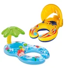 Надувное кольцо для мамы и ребенка, круг для плавания, двойной поплавок, аксессуары для бассейна, надувные колеса