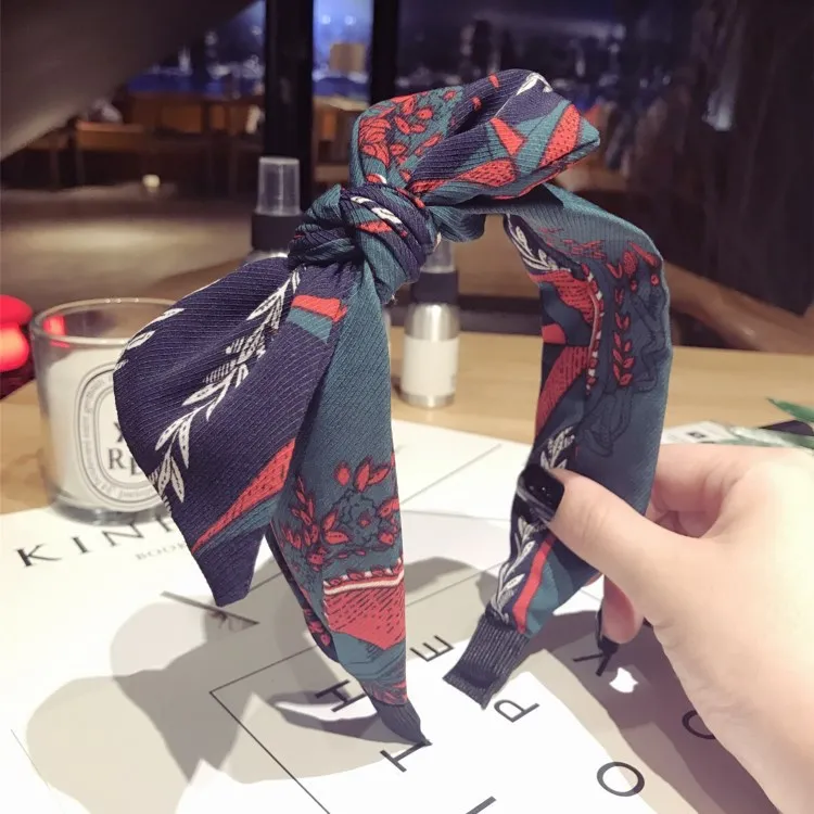 Корея ткань кролик резинки для волос кроличьи уши повязка с цветком Корона на