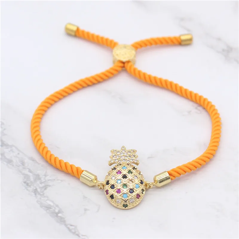 Фианит ананас браслет для Для женщин оранжевый строка Браслеты и браслеты