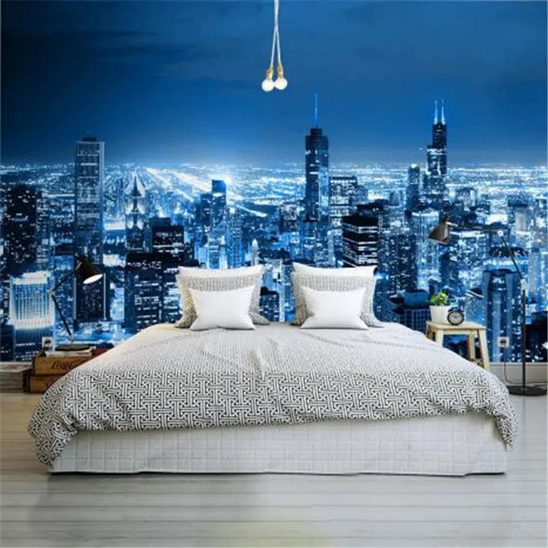 

Modern City Night Wallpapers for Walls 3D Wall Murals Photo Wall Papers for Bedroom Living Room Home Decor Nature Landscape HD