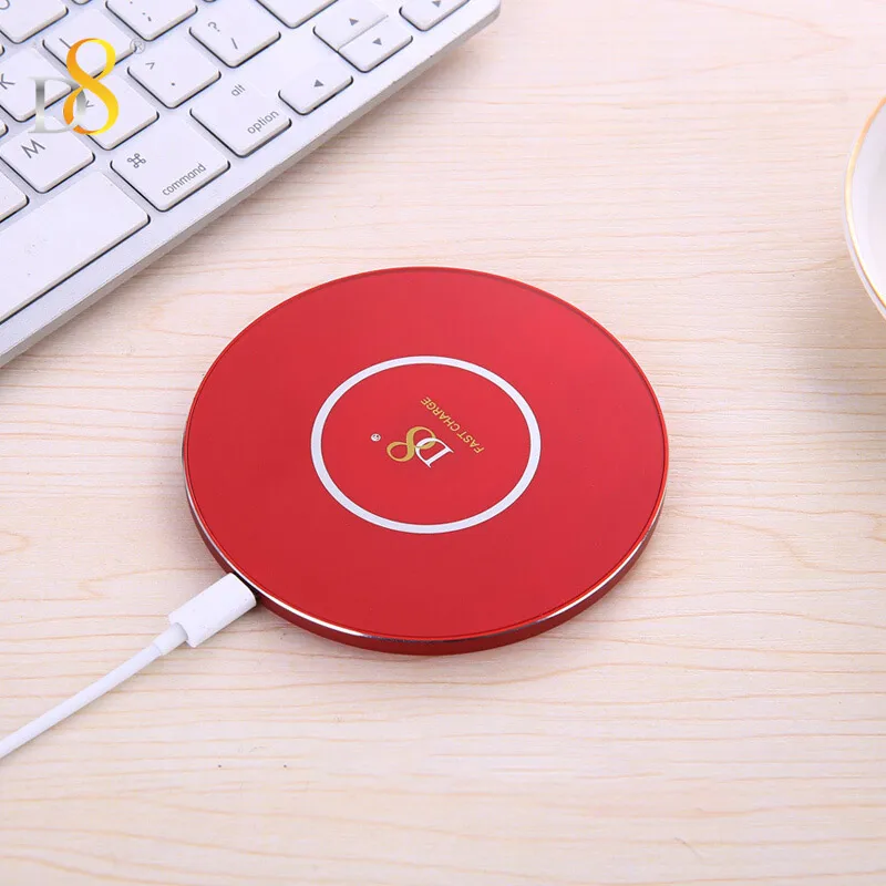D8 Qi Wireless Charger 10W Solid Universal Fast Charging Pad For iPhone X 8 Plus Ultra Thin 8mm Samsung | Мобильные телефоны и