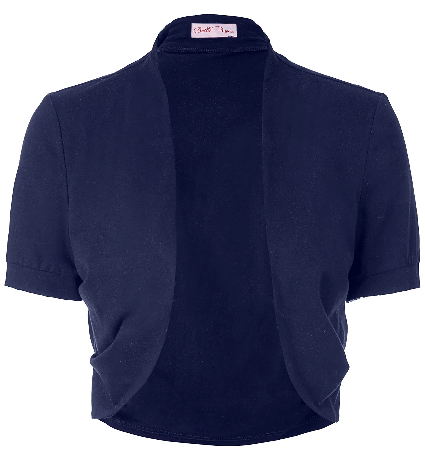 Navy Blue Женские топы с коротким рукавом, однотонные, плиссированные, по бокам, хлопковые Болеро для свадебной вечеринки, элегантные, половина болеро, белый, черный - Цвет: Navy Blue