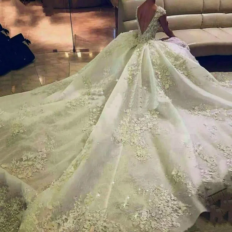 picture color Шикарное свадебное платье vestido de noiva princesa robe de mariee на заказ длинное свадебное платье бисерные аппликации цвета слоновой кости - Цвет: picture color