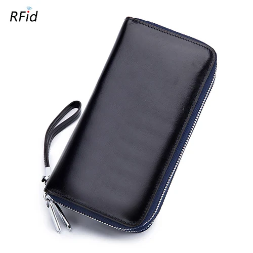 Dark Blue COMFORSKIN Премиум коровья кожа мульти-карта бит женские кошельки RFID Защита большой емкости двойной отсек на молнии кошельки - Цвет: Dark Blue