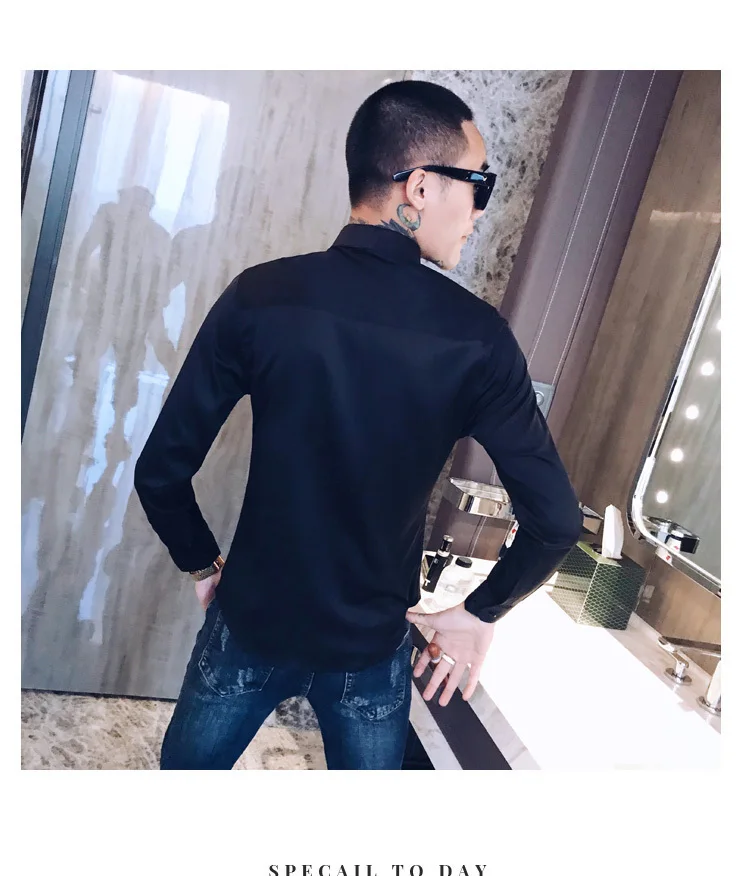Роскошные сплайсированные ночной клуб смокинг модное платье рубашка Camisa Hombre Slim Fit рубашка Мужская Уличная с принтом дракона Мужская рубашка мужские рубашки