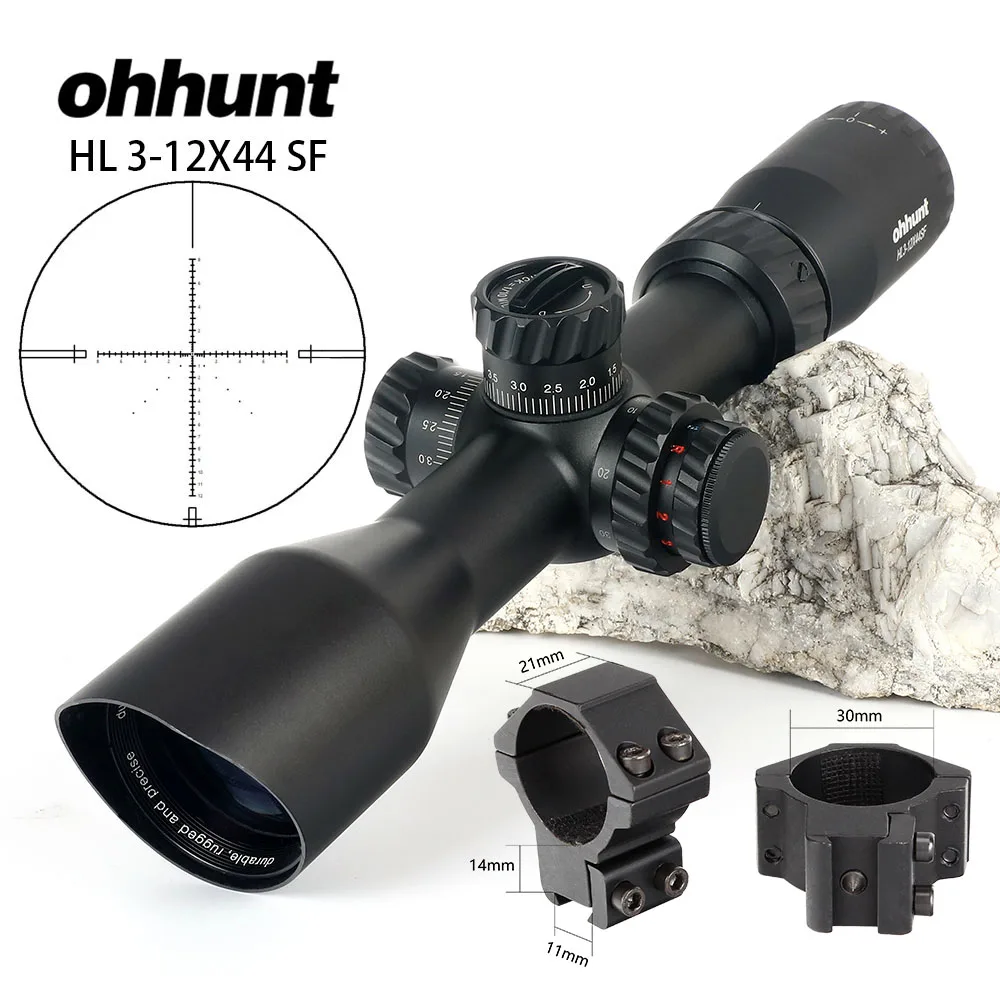 30mm-Dovetail-SDZ Ohhunt HL 3-12X44 SF тактический оптический прицел стеклянный гравированный охотничий прицел RGB llluminate Боковая регулировка параллакса прицел - Цвет: 30mm-Dovetail-SDZ
