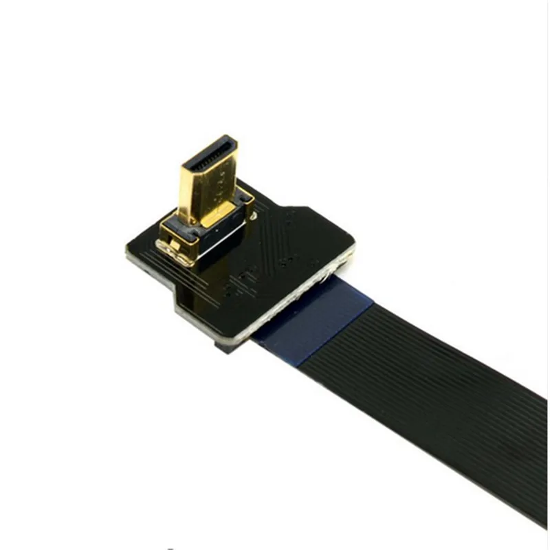 Плоский кабель 90 градусов вниз под углом FPV Micro HDMI совместимый штекер вверх FPC для