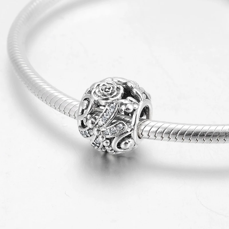 Открытые розовые Стрекозы с узором из стерлингового серебра 925 пробы прозрачные