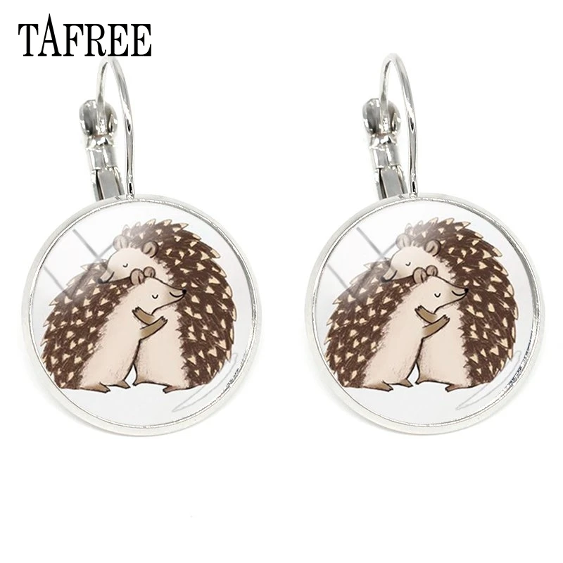 HF13 TAFREE Hedgehog в тумане, клипсы, серьги,, новинка, стеклянный кабошон, Купольные серьги ручной работы, для женщин и девушек, подарки, ювелирные изделия HF04 - Окраска металла: HF13