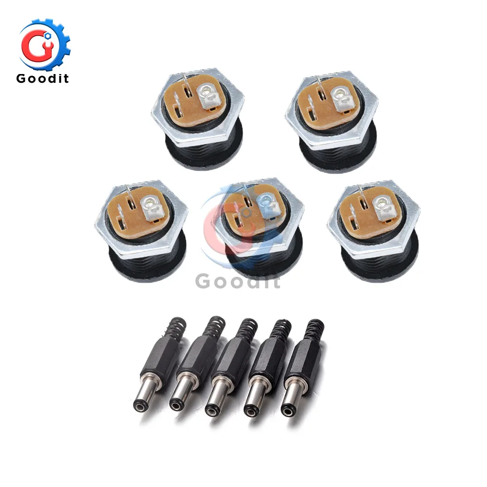Male5 Female5 type3 10 шт. DC контакт разъема питания 2,1x5,5 мм Гнездовой разъем Jack+ штекер Jack гнездо адаптер PCB Крепление DIY разъем адаптера 2,1X5,5 - Цвет: Male5 Female5 type3
