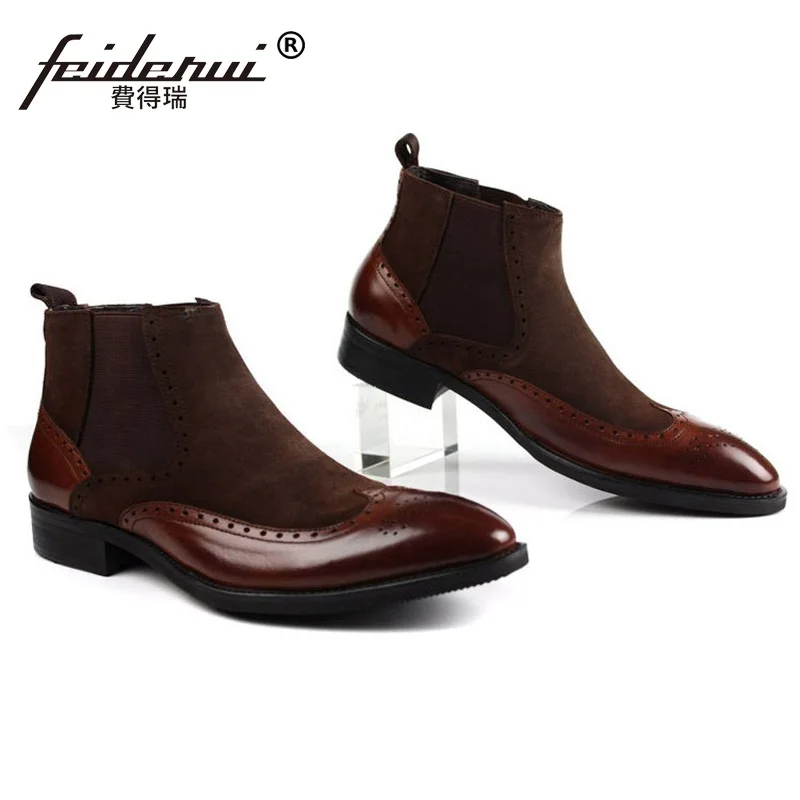 Винтажные Брендовые мужские оксфорды с перфорацией дизайнерские замшевые