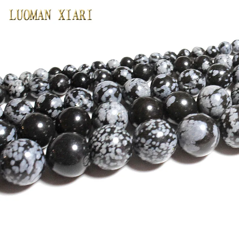 Бисер из натурального камня AAA + снежные хлопья свободные шарики для