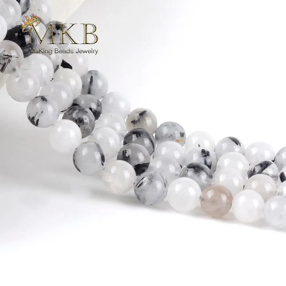 Круглые черные рутилированные бриллиантовые бусины высокого качества для