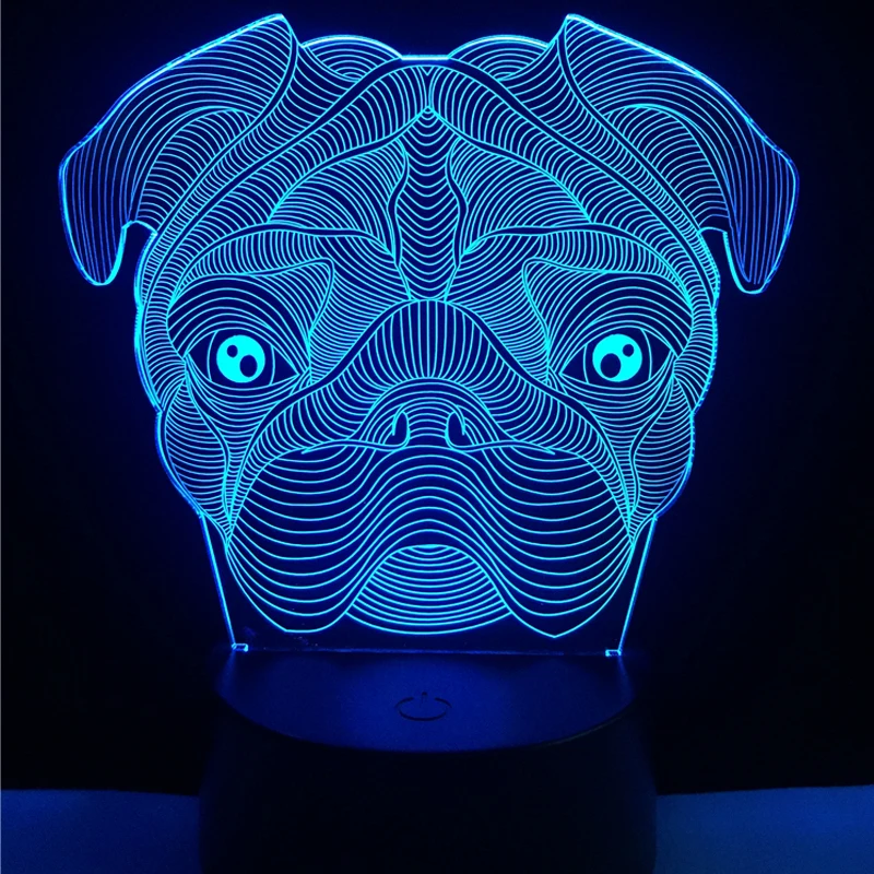 3D милая собака Goggy Shar Pei светодиодный светильник в форме собаки ночник для малышей