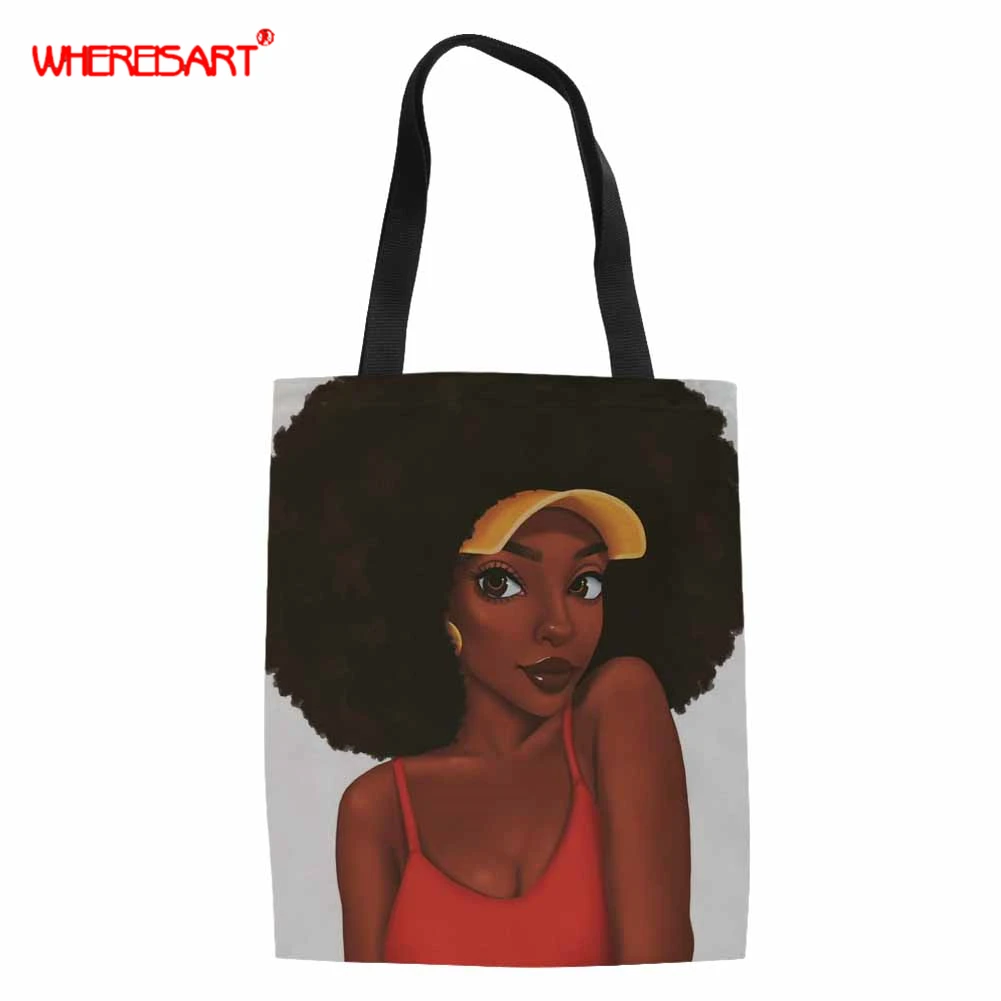 WHEREISART Женская Холщовая Сумка винтажная африканская печать пляжные сумки для