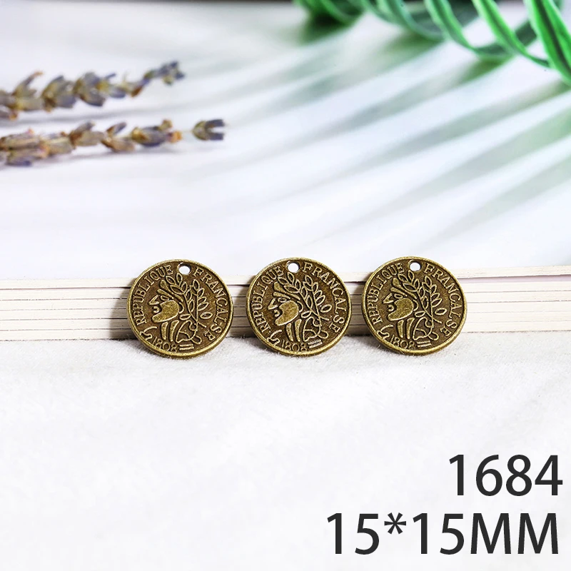 

15*15mm 10pcs Double-Sided tag Alloy Pendant For Diy Jewelry Making 2 Colors Antique Silver Antique Bronze No.1684