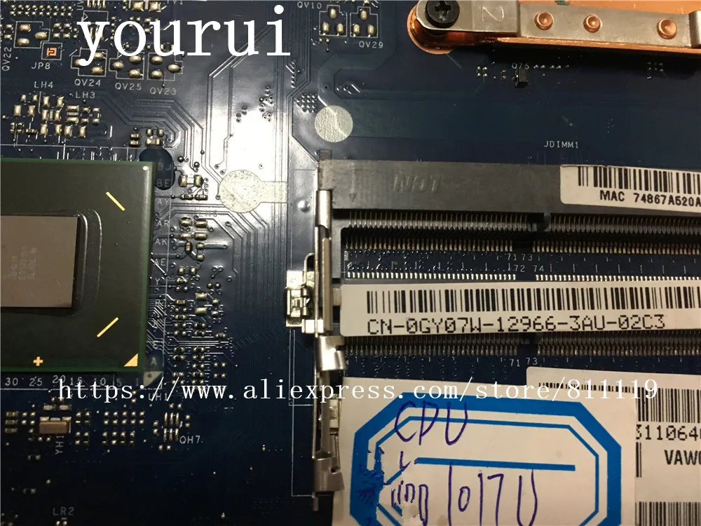 Yourui GY07W 0GY07W CN-0GY07W подходит для ноутбука Dell Inspiron 3521 3721 материнской платы VAW00 LA-9104P