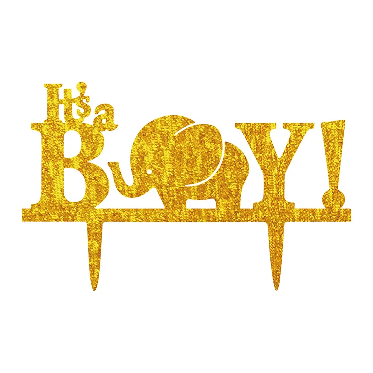 

1 шт. акриловый флаг для торта на день рождения It's a Boy, золотые и серебряные флаги для торта, украшение для торта на день рождения