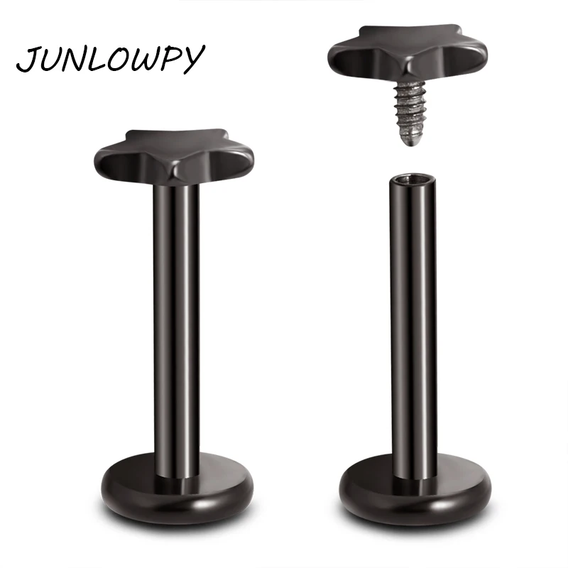 

Ювелирные изделия для пирсинга губ JUNLOWPY, в виде звезды, сердца, лабретки, из нержавеющей стали кольцо-гвоздик для губ