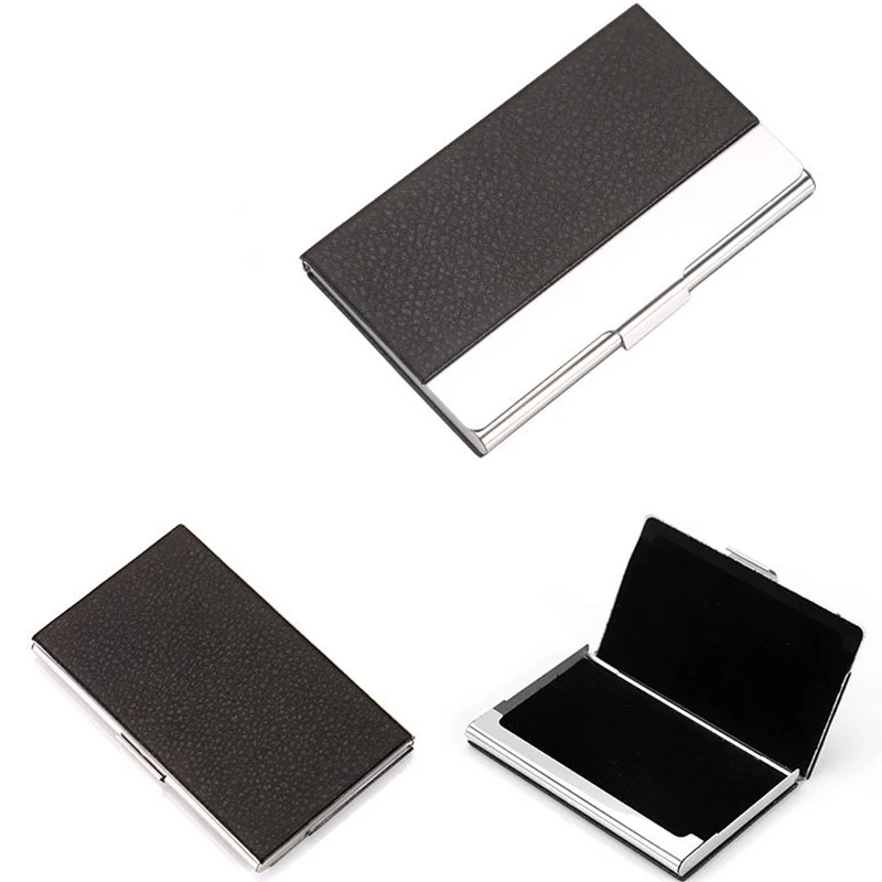 Визитница из нержавеющей стали ID Кредитная дебетовая карта PU Кошелек Держатель