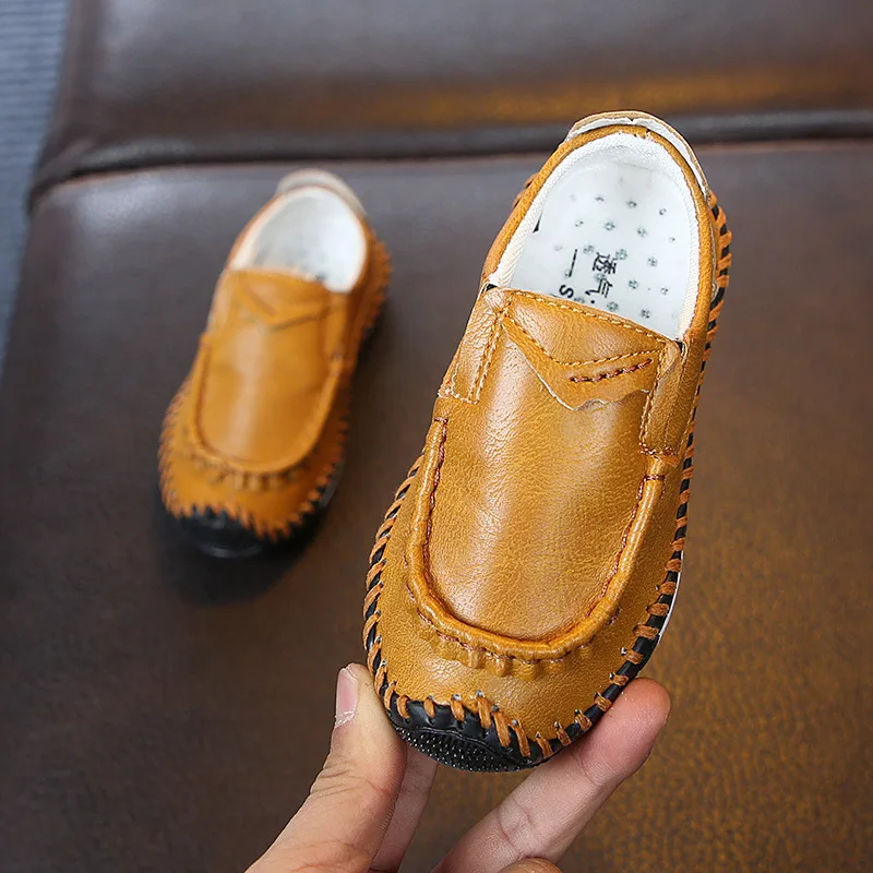 Весенне осенняя новая кожаная обувь для мальчиков мягкие удобные лоферы детская