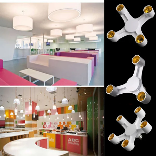 E27 4 in 1 LED Base Holder Socket Light Lamp Bulbs Converter 360° Screw Adapter | Освещение
