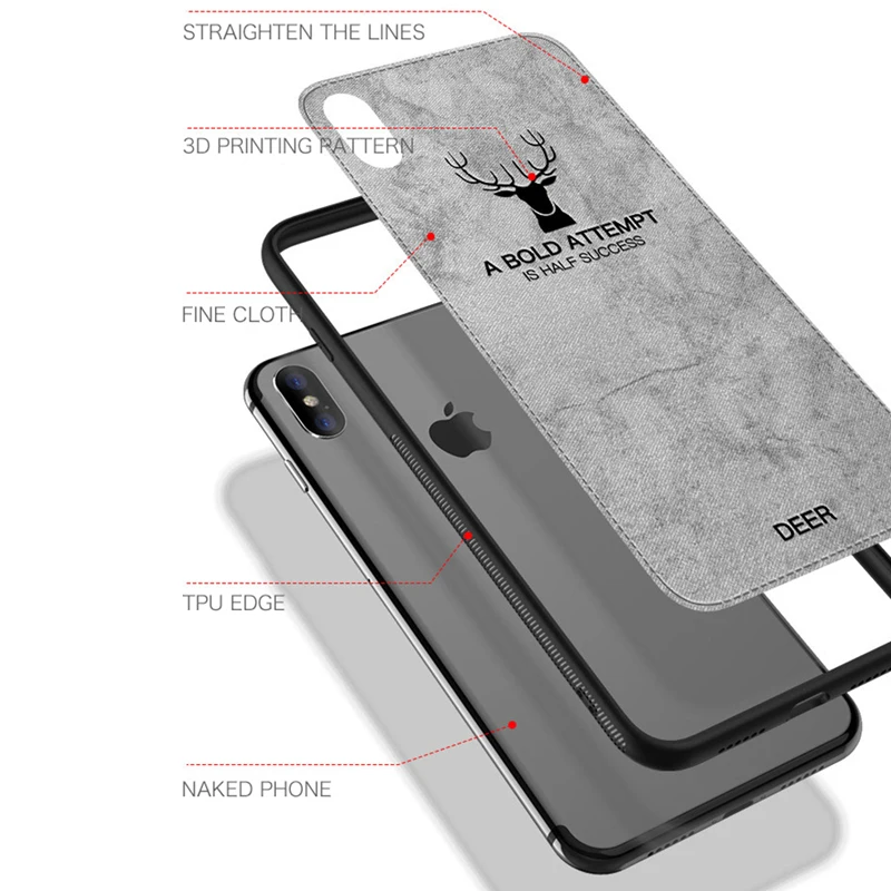 Ткань мягкая чехол для телефона iPhone 6 6S 7 8X7 Plus 8 задняя крышка милый олень ткань Coque
