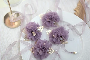 Purple 4 шт., dreamy girl, невесты, свадьба, помолвка, фотография, вечерние, подарок, жемчужный кулон, розовый цветок на запястье - Цвет: Purple