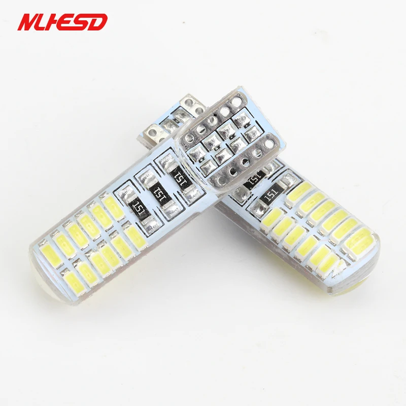 

100pcs New Car LED T10 194 W5W Canbus t10 24SMD 3014 led t10 w5w Silicone shell t10 24LED auto Side Wedge Lamp Parking Bulb