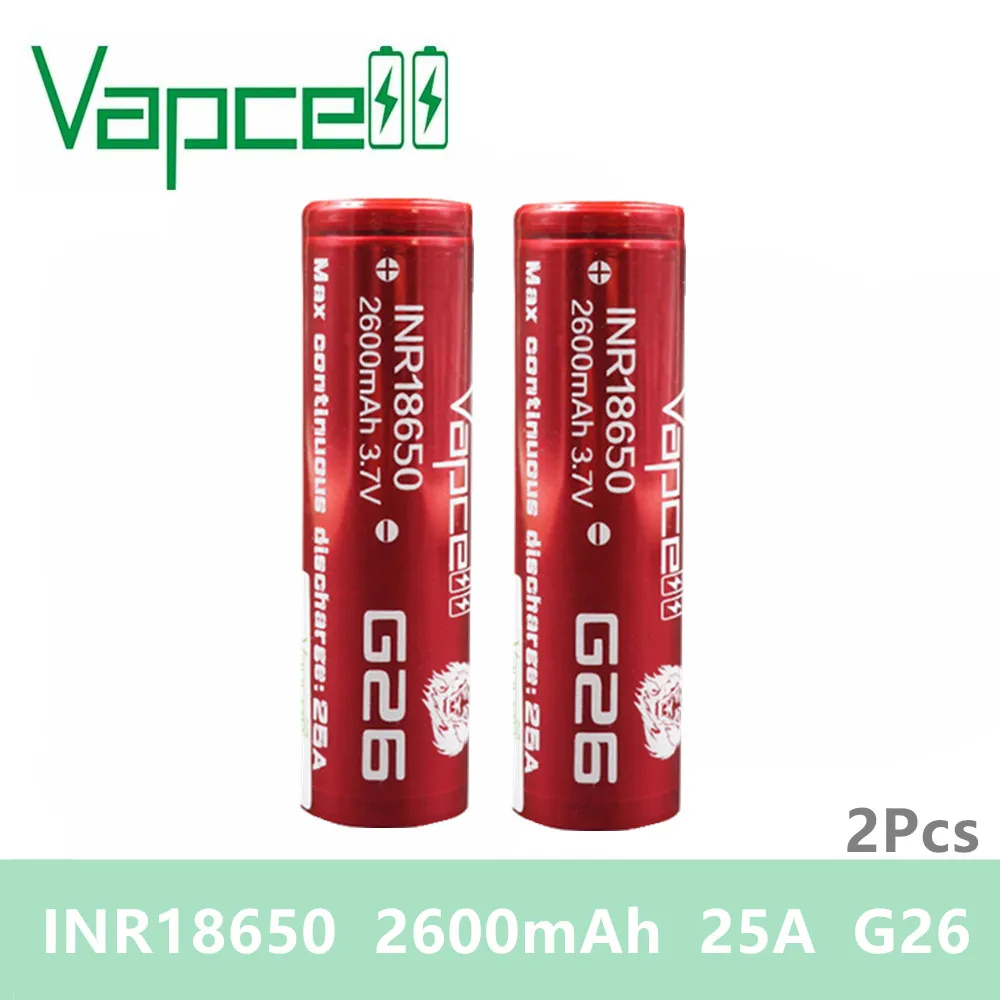 Бесплатная доставка 2 шт. батарея Vapcell 18650 2600 мАч 25A G26 аналог VTC6A/20S литий ионные