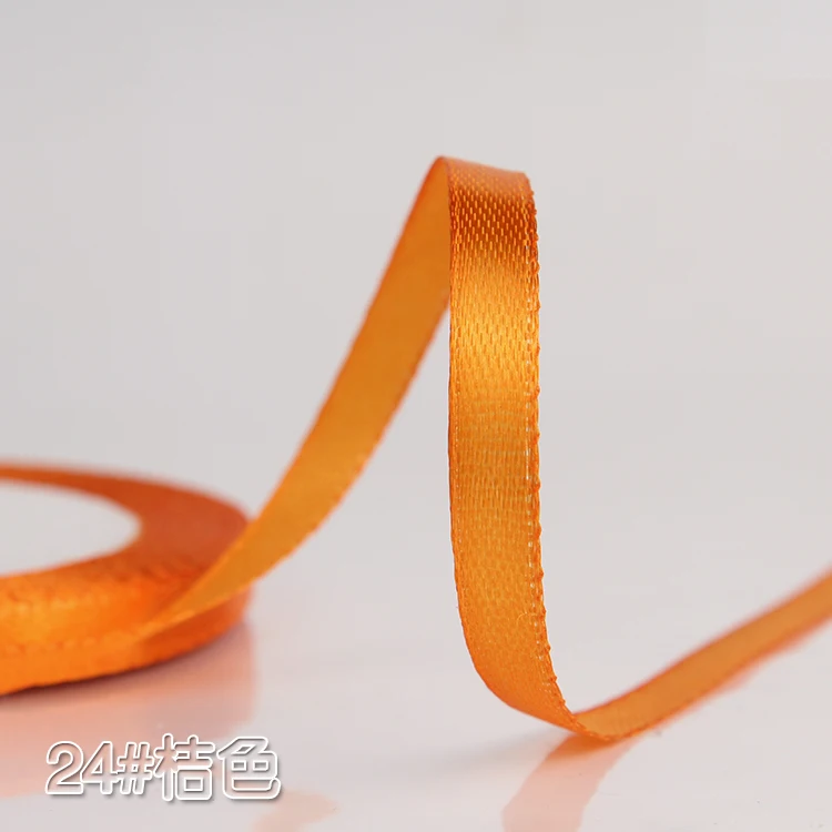 Orange 6 мм шелковые атласные ленты для свадьбы, Рождества, дня рождения, украшения, сделай сам, бант, ленты для рукоделия, коробка для торта, упаковочные материалы для подарков - Цвет: Orange
