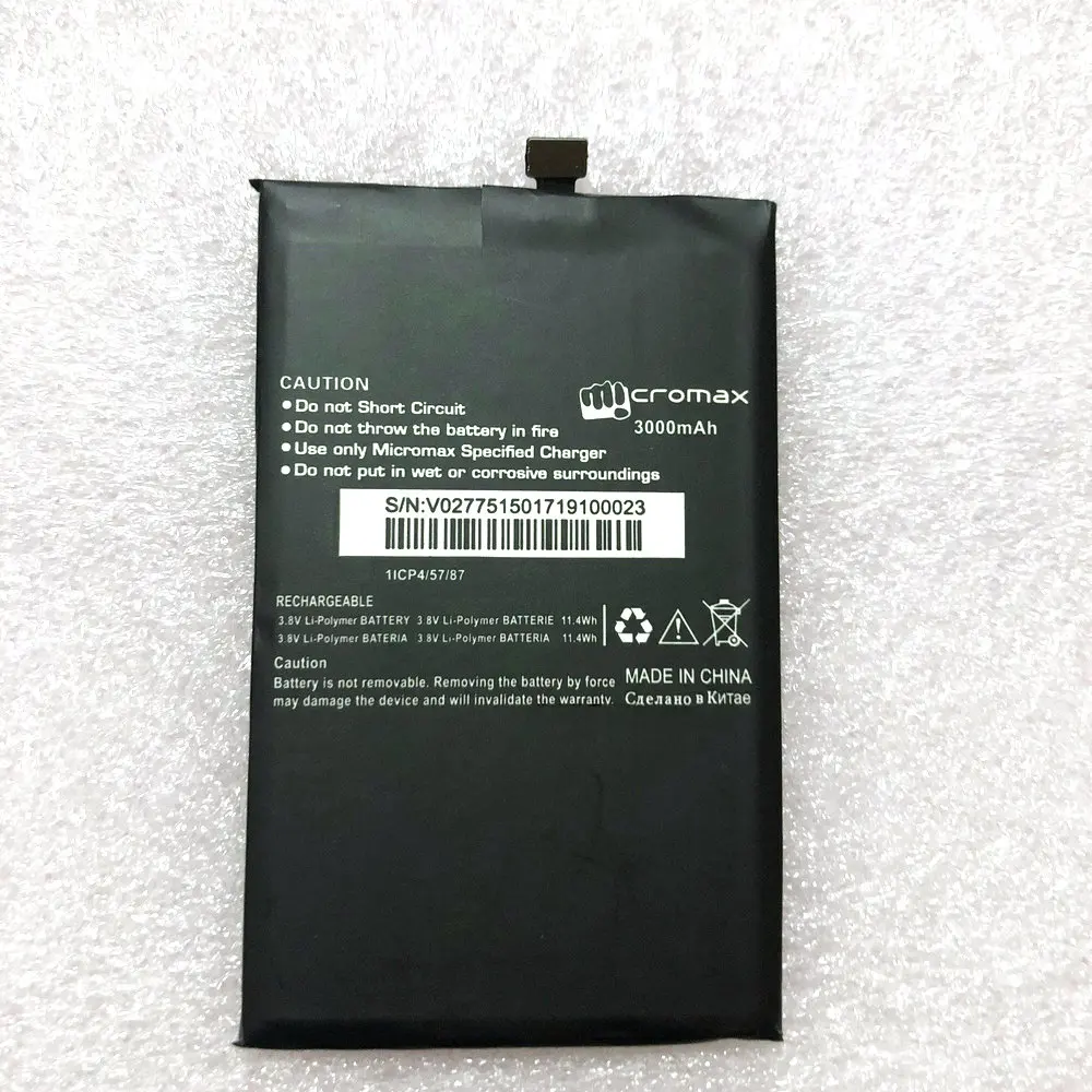 Высококачественный аккумулятор 3000 мАч AQ5001 для мобильного телефона Micromax AQ5001 ZAW1055QAA