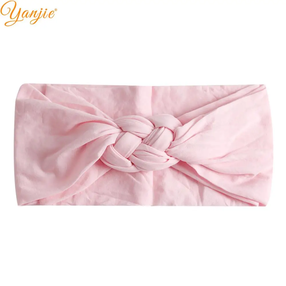 light pink 3 размера, мягкие нейлоновые повязки на голову с узлом для девочек, Детская эластичная повязка на голову, подарки на день рождения, однотонные аксессуары AutHair - Цвет: light pink