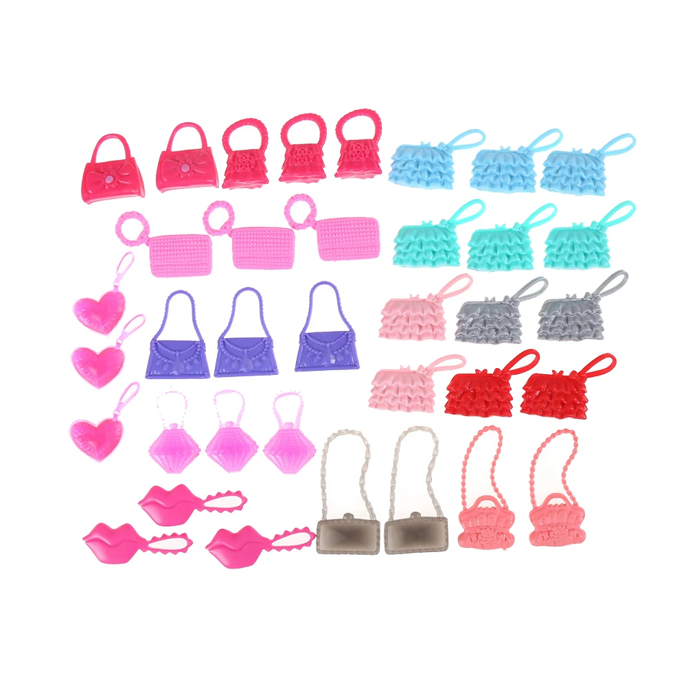 

10 PCS Mix Styles Colorized Fashion Morden Doll Bags For Doll Accessories Toy Birthday Xmas Gift Cute Dolls Accessories