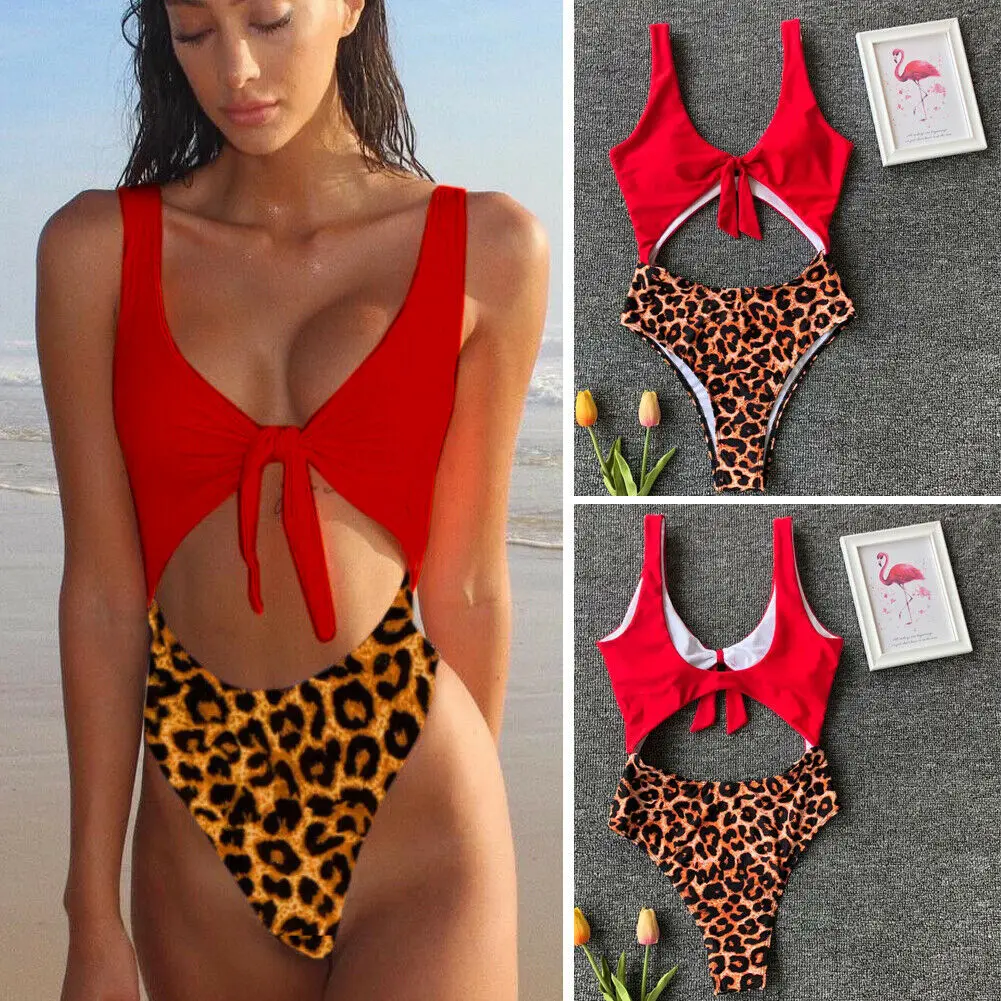 2019 боди купальники Леопардовый слитный купальник купальный костюм женский