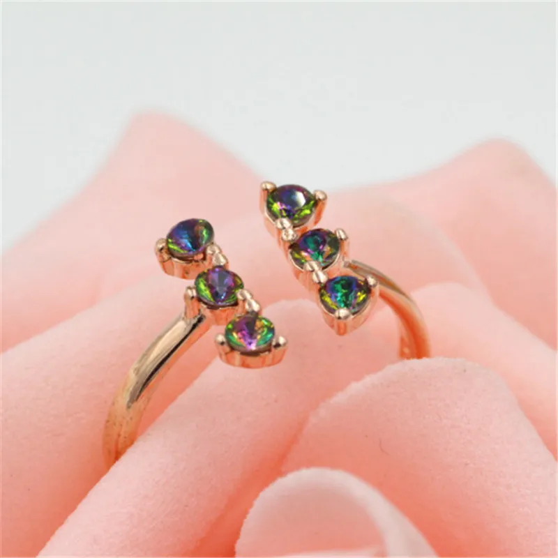 Женское Обручальное кольцо с австрийским кристаллом, розовое золото 5 карат/3 карата, C021 Женское Обручальное кольцо с австрийским кристаллом, розовое золото 5 карат/3 карата, C021