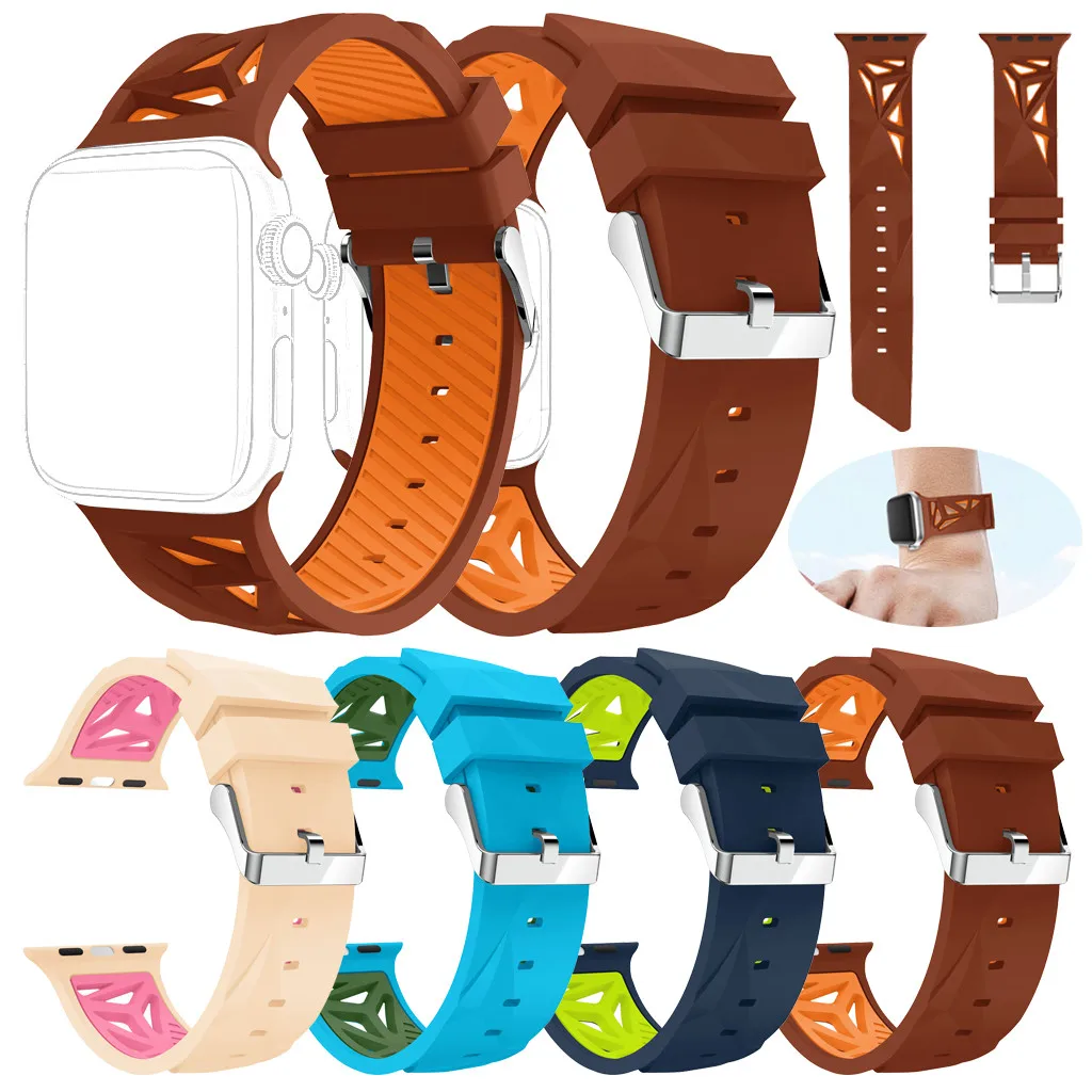 Новый модный спортивный силиконовый браслет ремешок для Apple Watch 4/3/2/1 38/40