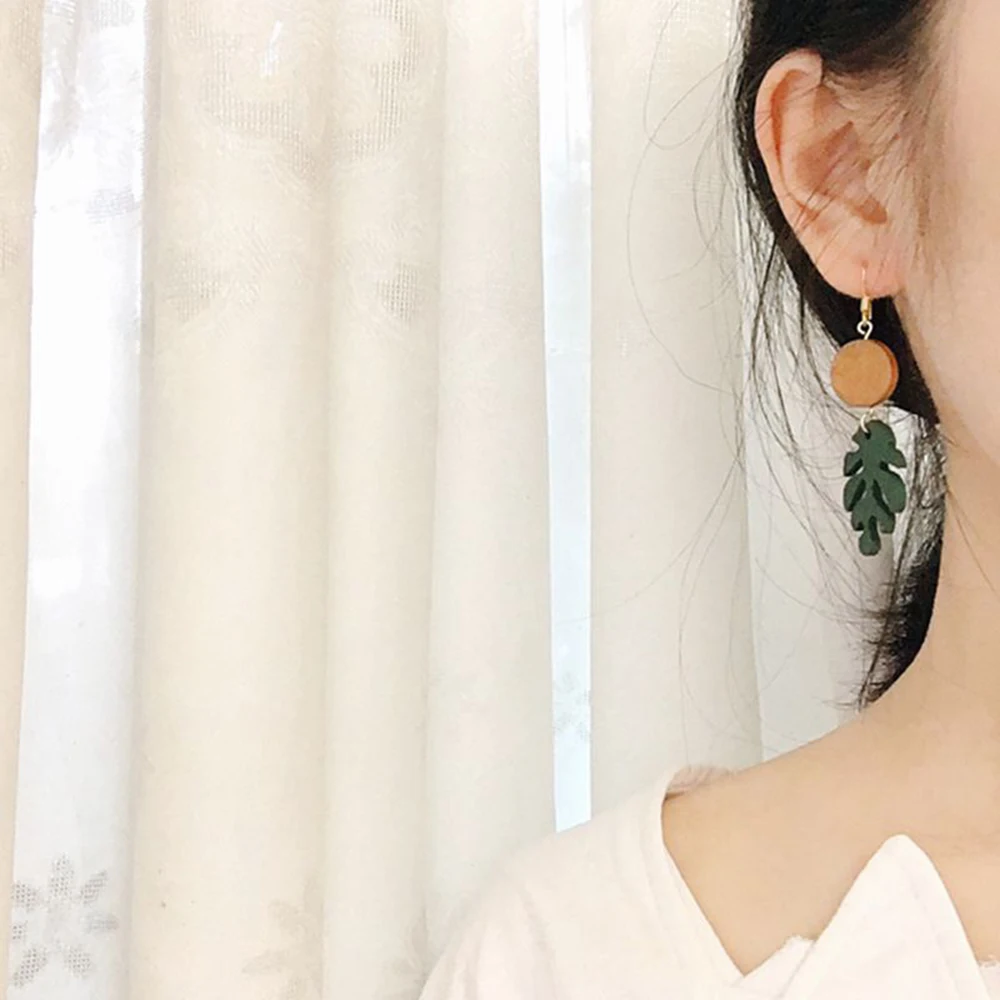 Модные серьги SUKI 2019 корейские деревянные ювелирные изделия Длинные Простые с