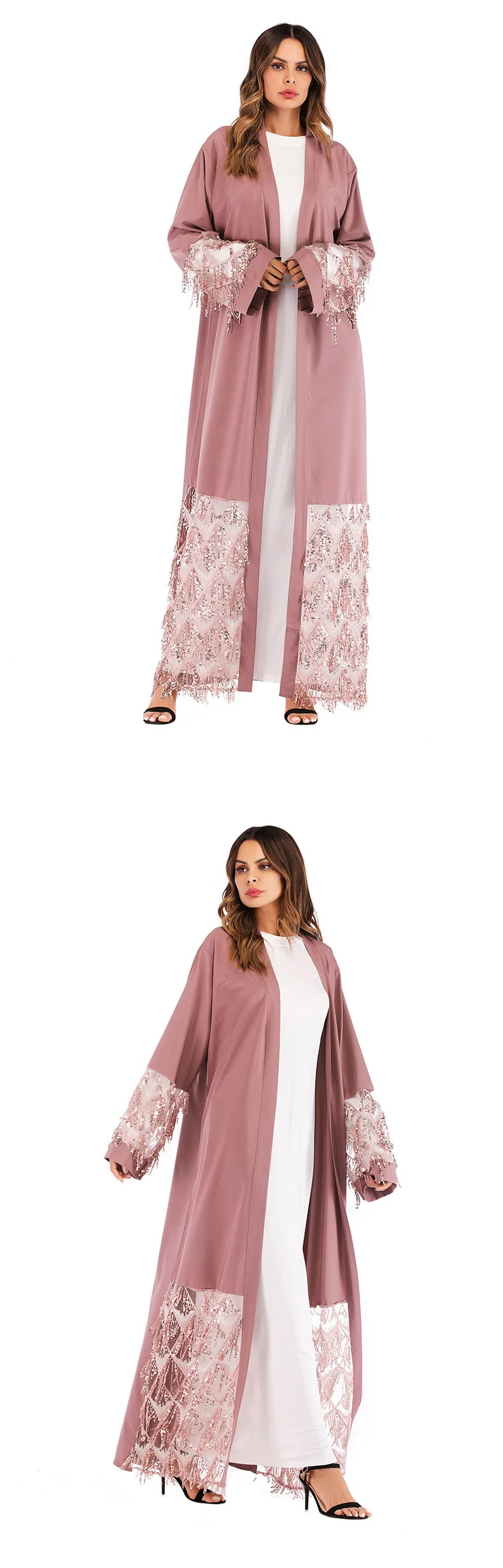 Мусульманский Сетчатое платье с пайетками с Nida ОАЭ abaya Макси платье длинный рукав рубашки длинные халаты Jubah кимоно Рамадан Арабский исламский кафтан ноги Услуги
