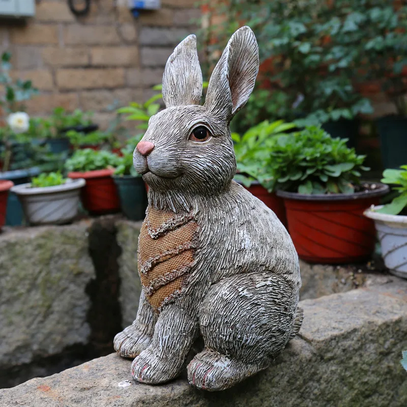 Resin Art Decoration Cartoon Sculpture Decoration Simulation Animal Rabbit Garden Decoration Outdoor Oraments