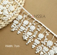 1yard width7cm lovely flower desgin tassel laces water loluble polyester lace sewing garment embellishment ss 6793
