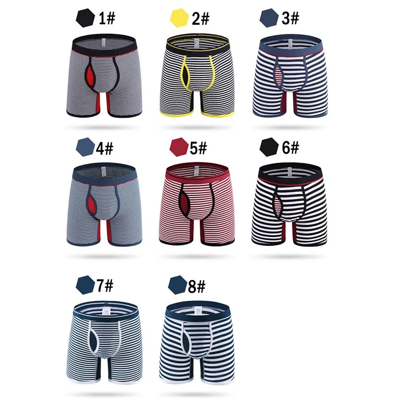 Clomplu 8pcs  Men's Panties Boxer Men Underwear Breathable Underpants Stripe Pattern Cotton Spandex Male Panties Plus Size S-6XL
